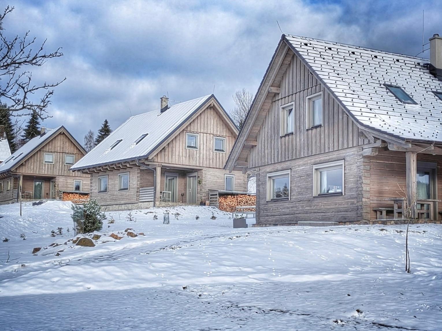 Chalets Hřebečná in the winter