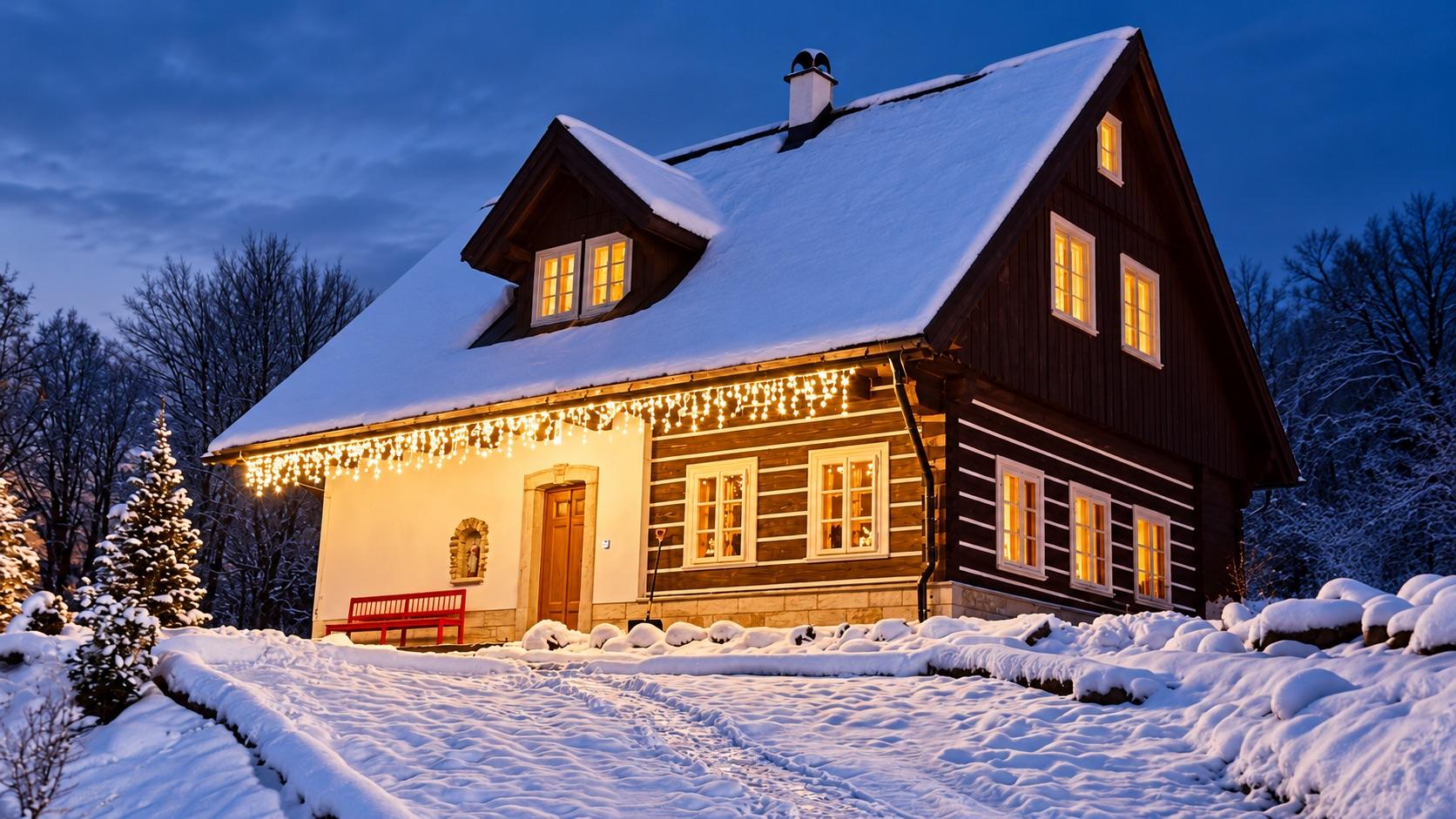 Blockhaus Pastvina im Winter
