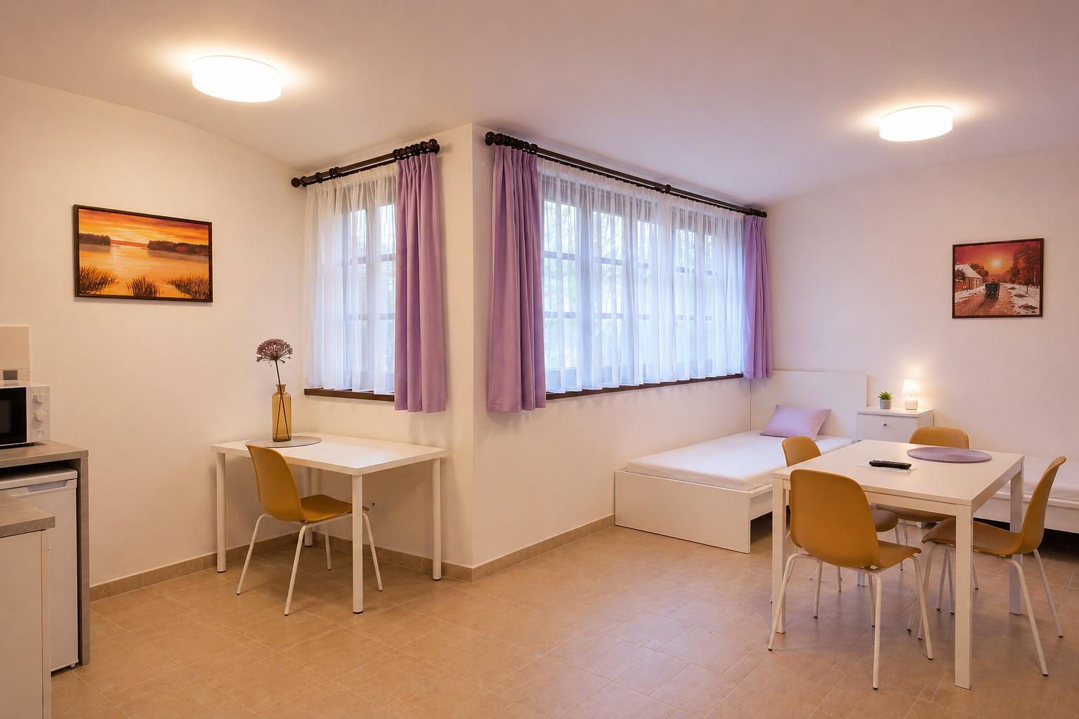Rodinný apartmán 2 Dvoulůžkové studio s 2 přistýlkami - Penzion V Podzámčí - bezbariérové apartmány