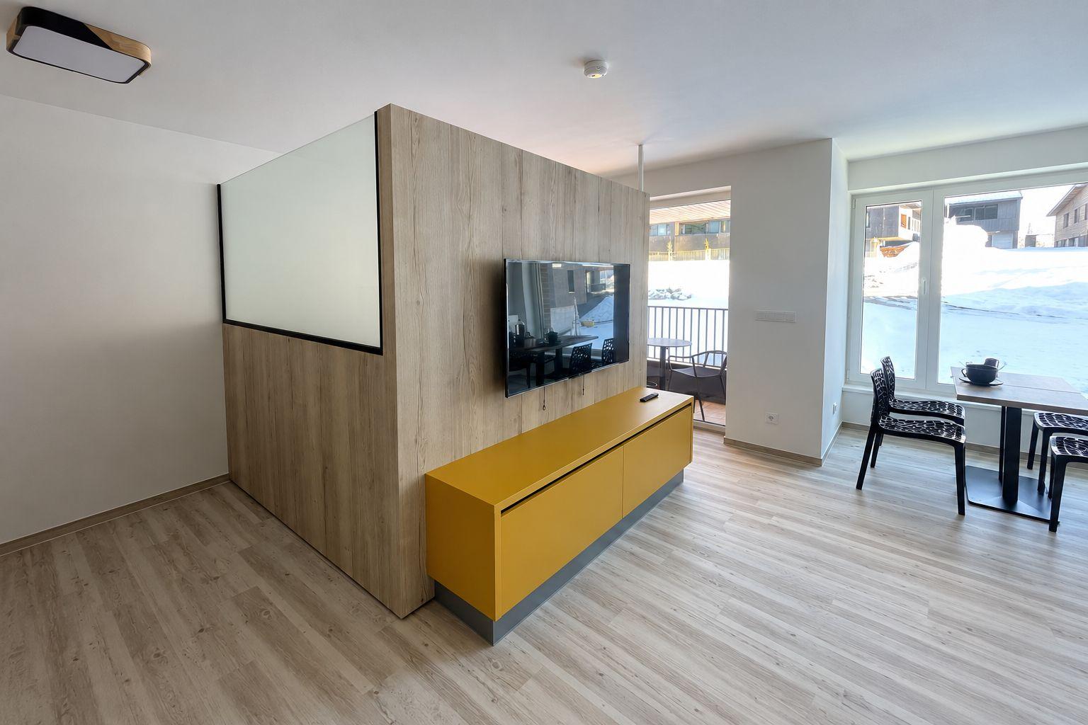 Apartmán s výhledem na sjezdovku Dvoulůžkové studio s 2 přistýlkami - Apartmán s výhledem na sjezdovku