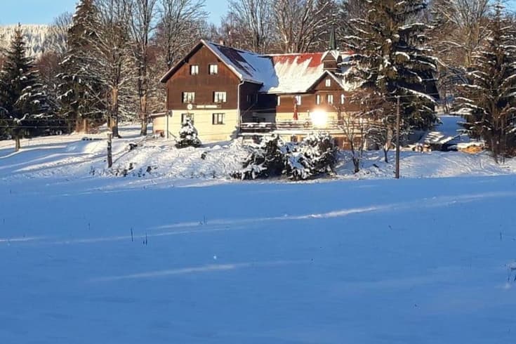 Horská chata Šumava v zimě