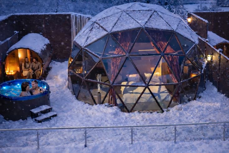 Glamping Bříza v zimě