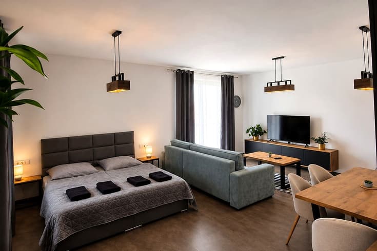 Štúdiový apartmán s balkónom Dvojlôžkové štúdio s 2 prístelkami - Apartments Javor