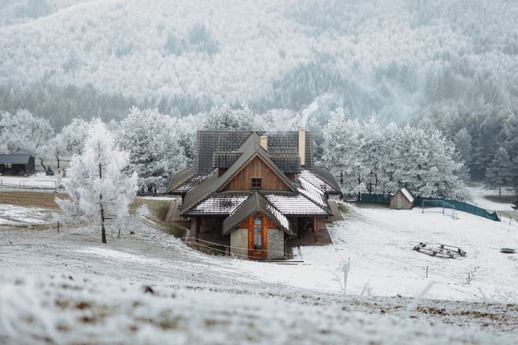 Horská chata - Jazdecký areál sv. Františka in the winter