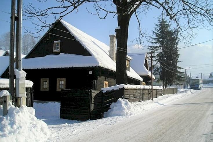 Drevenica pod jaseňom v zime