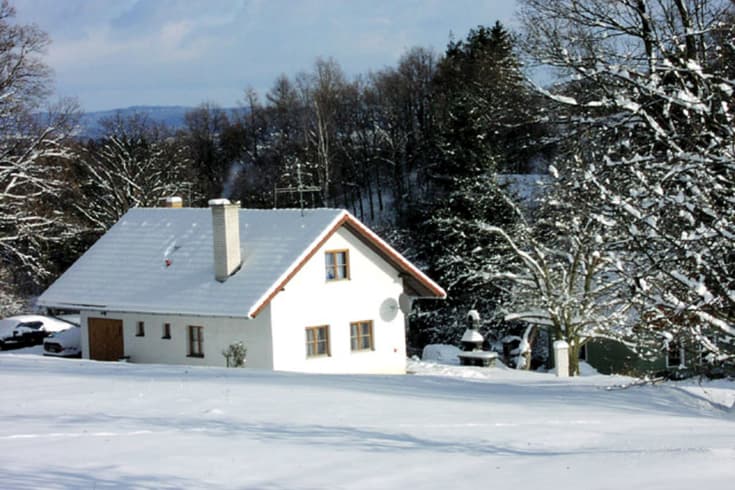 Cottage u lesa in the winter